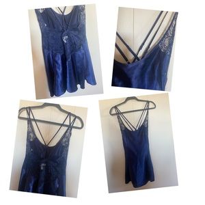 Navy Lingerie Slip Dress
